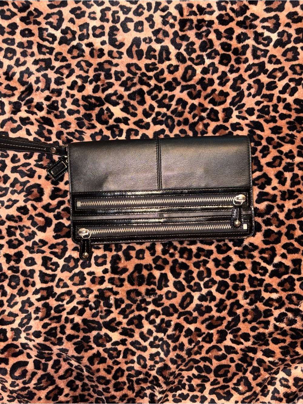 Coach Black Leather Wristlet Clutch with red interior - Classic Black